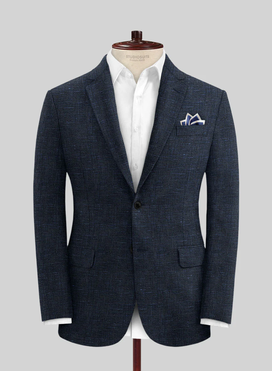 Italian Prato Blue Chambray Linen Jacket