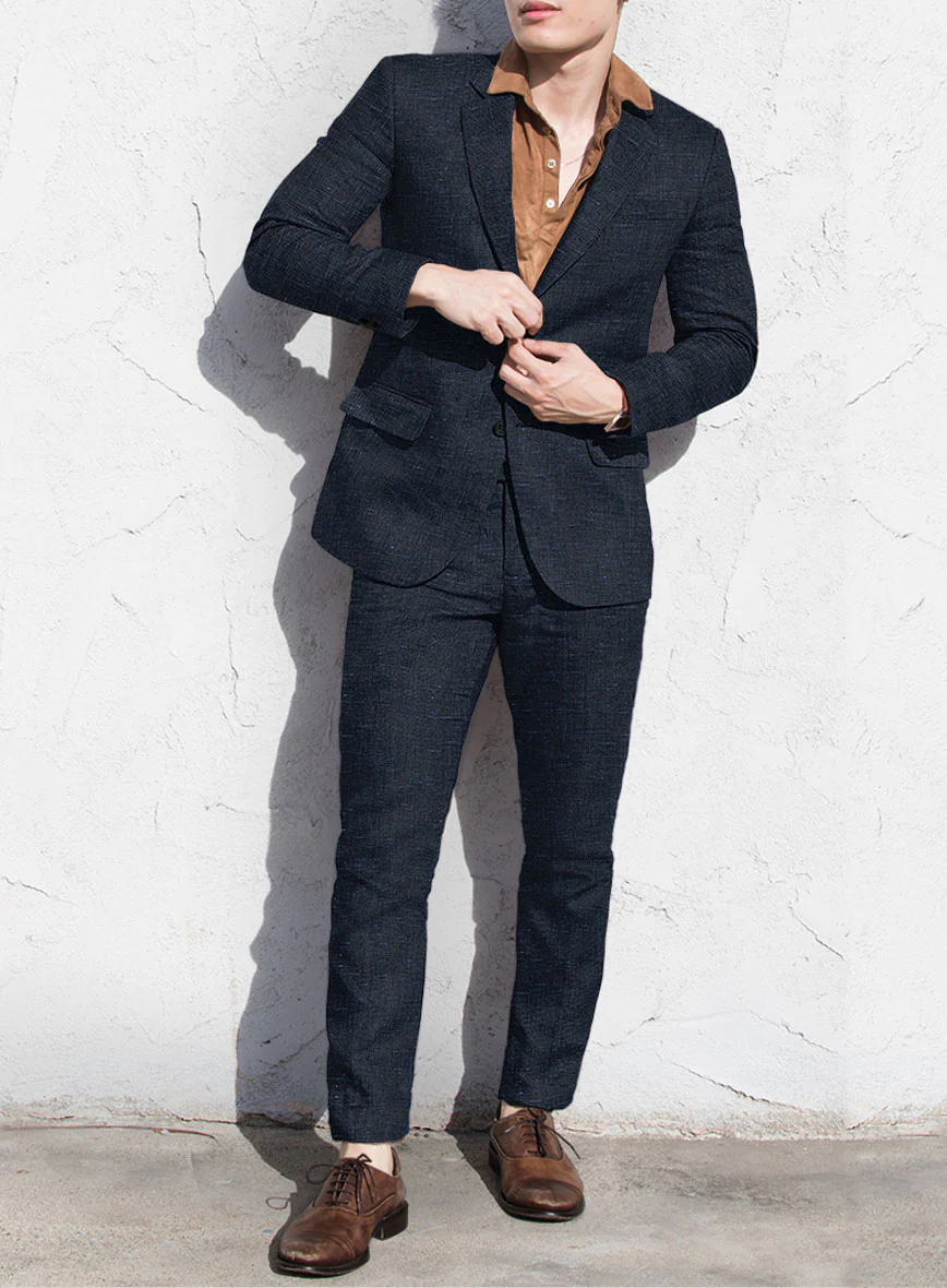 Italian Prato Blue Chambray Linen Suit - Image 2