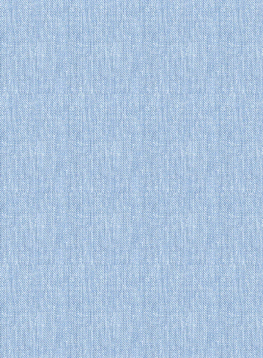 Italian Prato Blue Herringbone Linen Jacket - Image 2