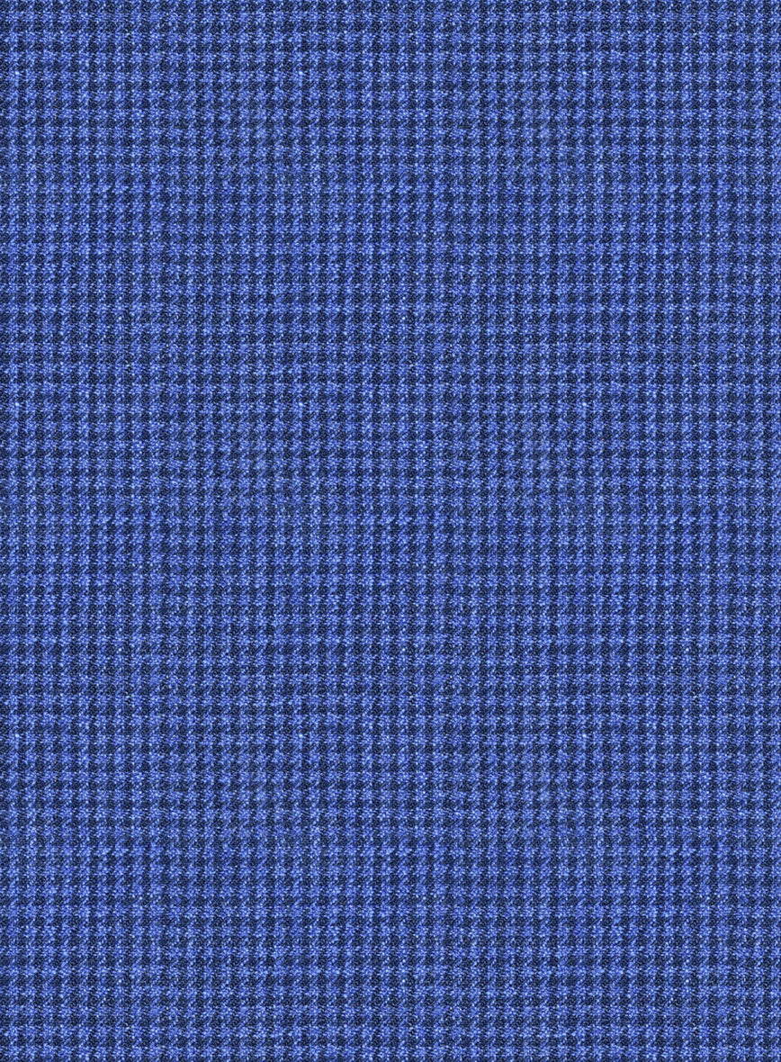 Italian Prato Blue Houndstooth Linen Jacket - Image 2