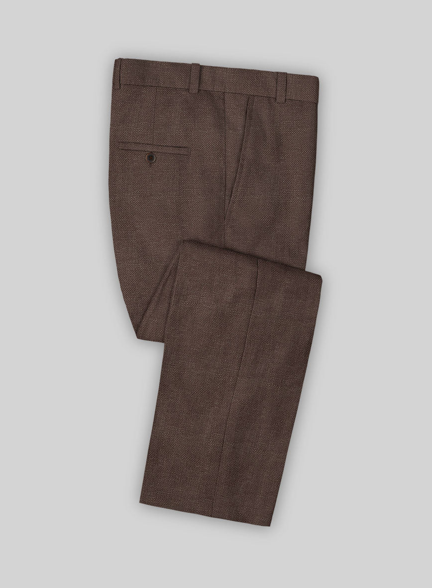 Italian Prato Brown Dobby Linen Pants - Image 2