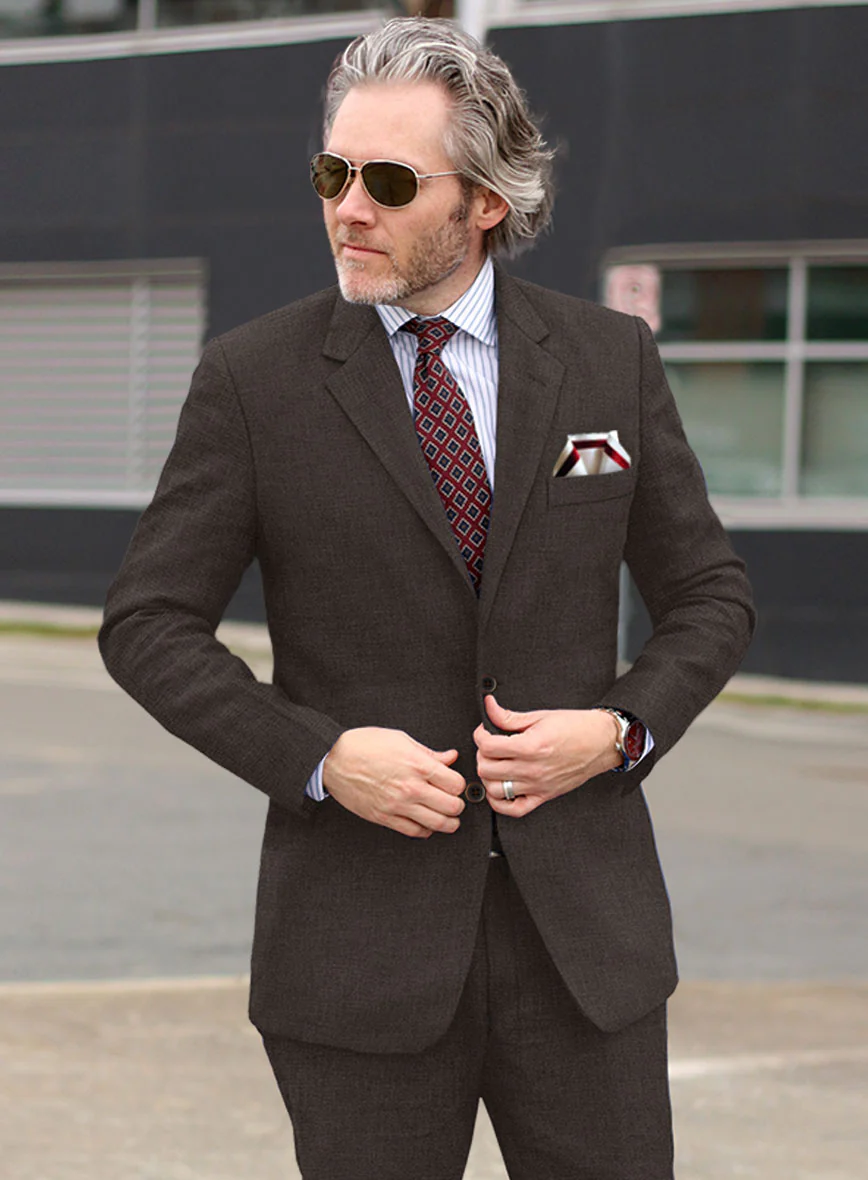 Italian Prato Brown Linen Suit - Image 4