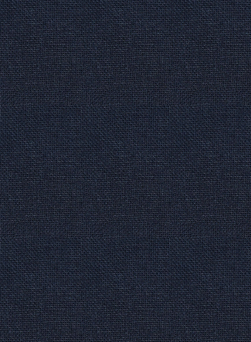 Italian Prato Dark Blue Dobby Linen Pants - Image 3