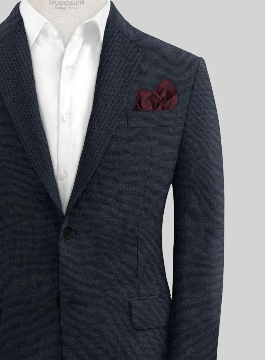 Italian Prato Dark Blue Dobby Linen Suit - Image 4