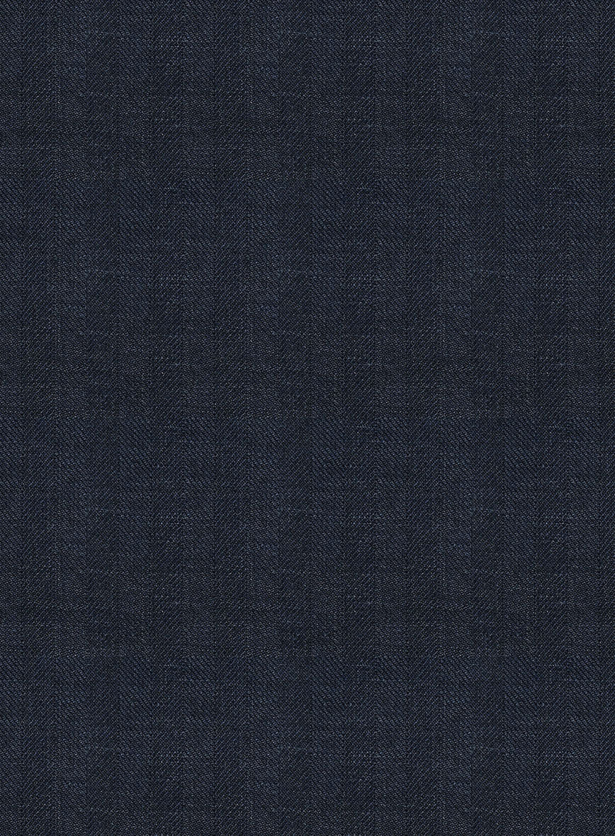 Italian Prato Diesel Blue Herringbone Linen Pants - Image 3