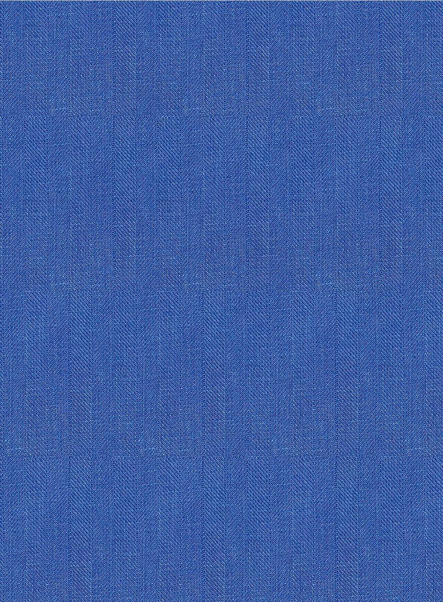 Italian Prato Electric Blue Herringbone Linen Jacket - Image 2