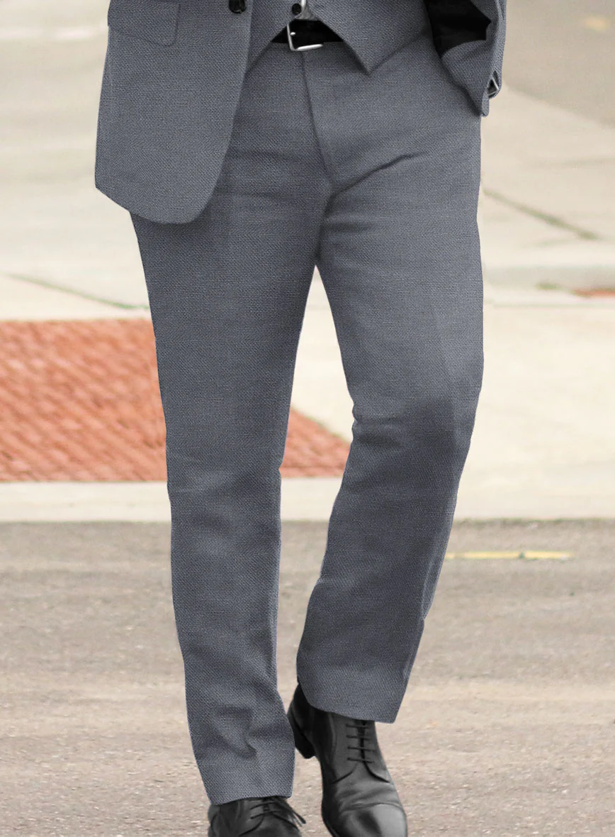 Italian Prato Gray Dobby Linen Pants