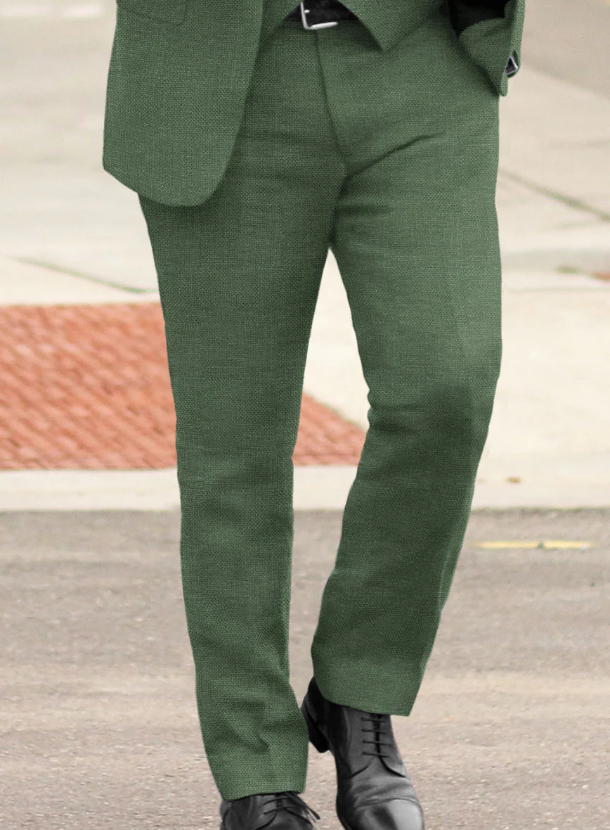 Italian Prato Green Dobby Linen Suit - Image 4