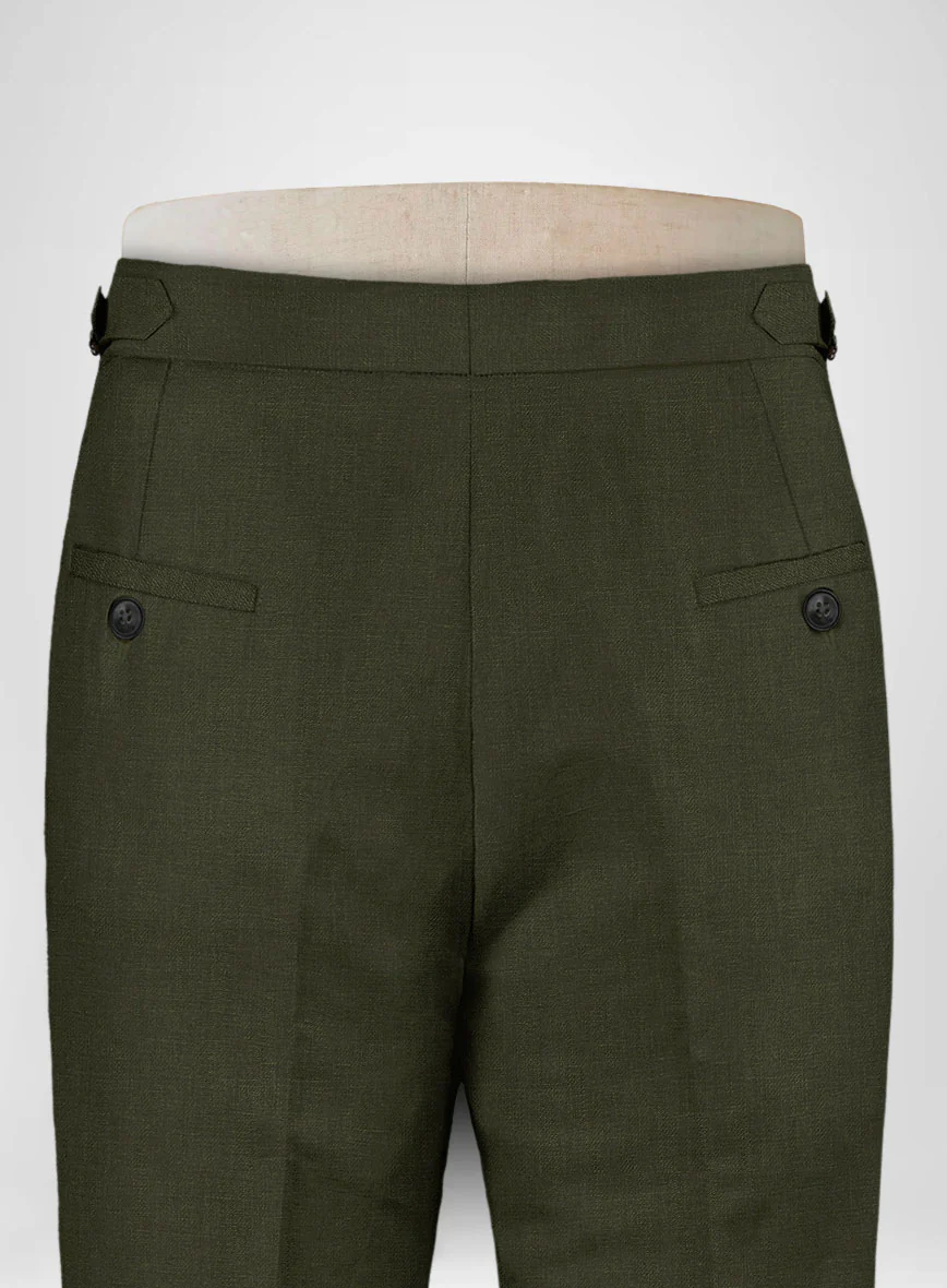 Italian Prato Green Linen Highland Trousers - Image 6