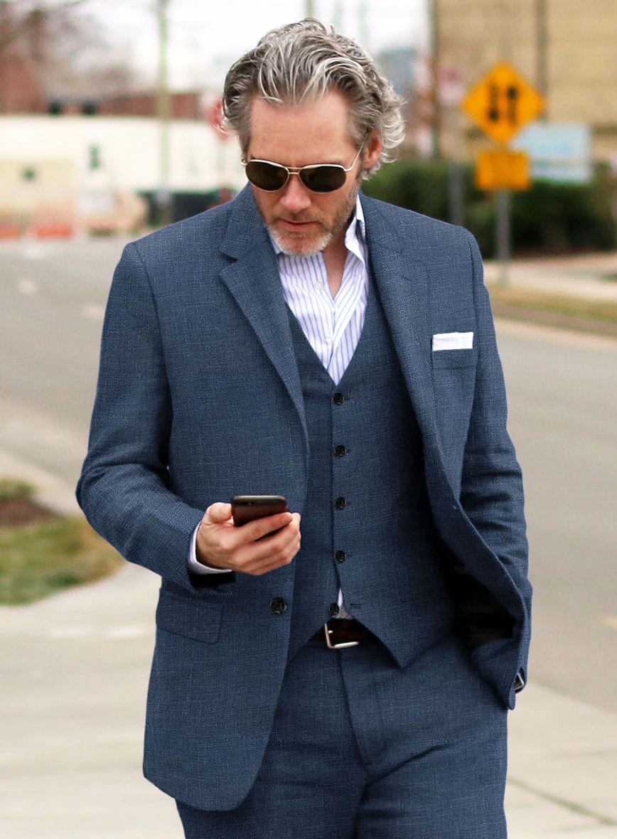 Italian Prato Indigo Blue Linen Jacket - Image 2