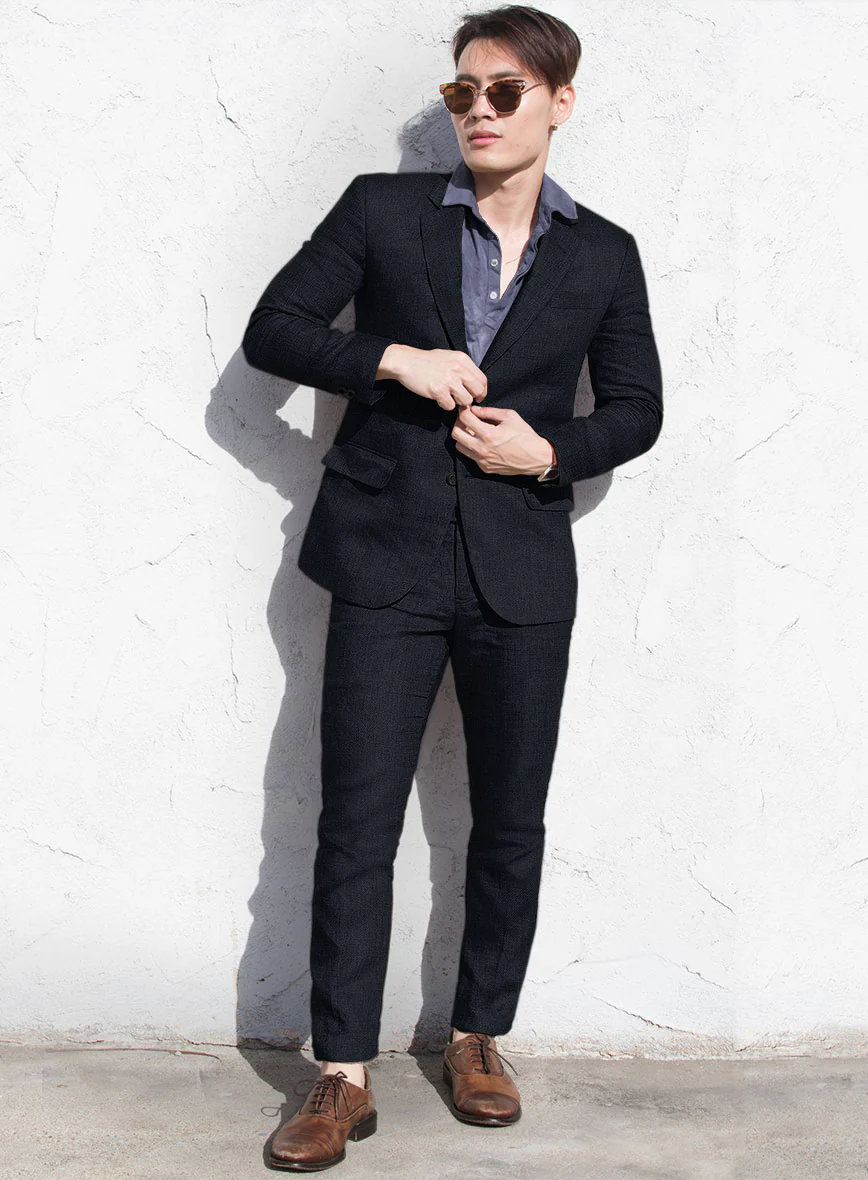 Italian Prato Midnight Linen Suit - Image 2
