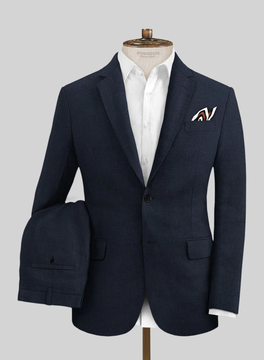 Italian Prato Navy Linen Suit