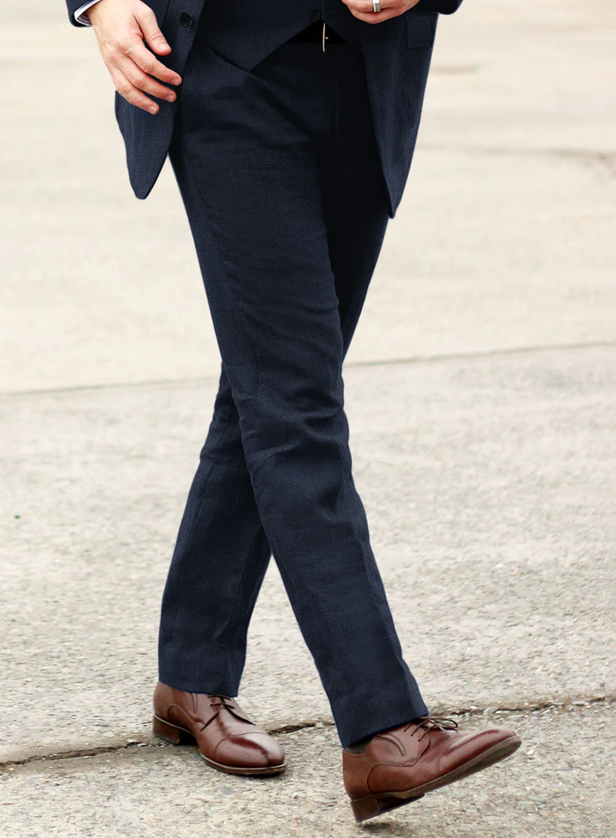 Italian Prato Navy Linen Pants - Image 2