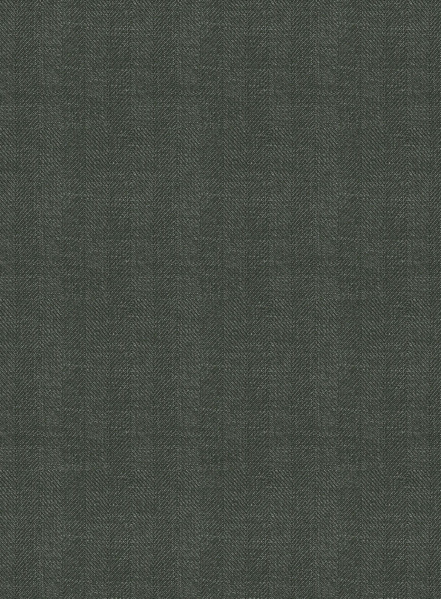 Italian Prato Olive Green Herringbone Linen Jacket - Image 3