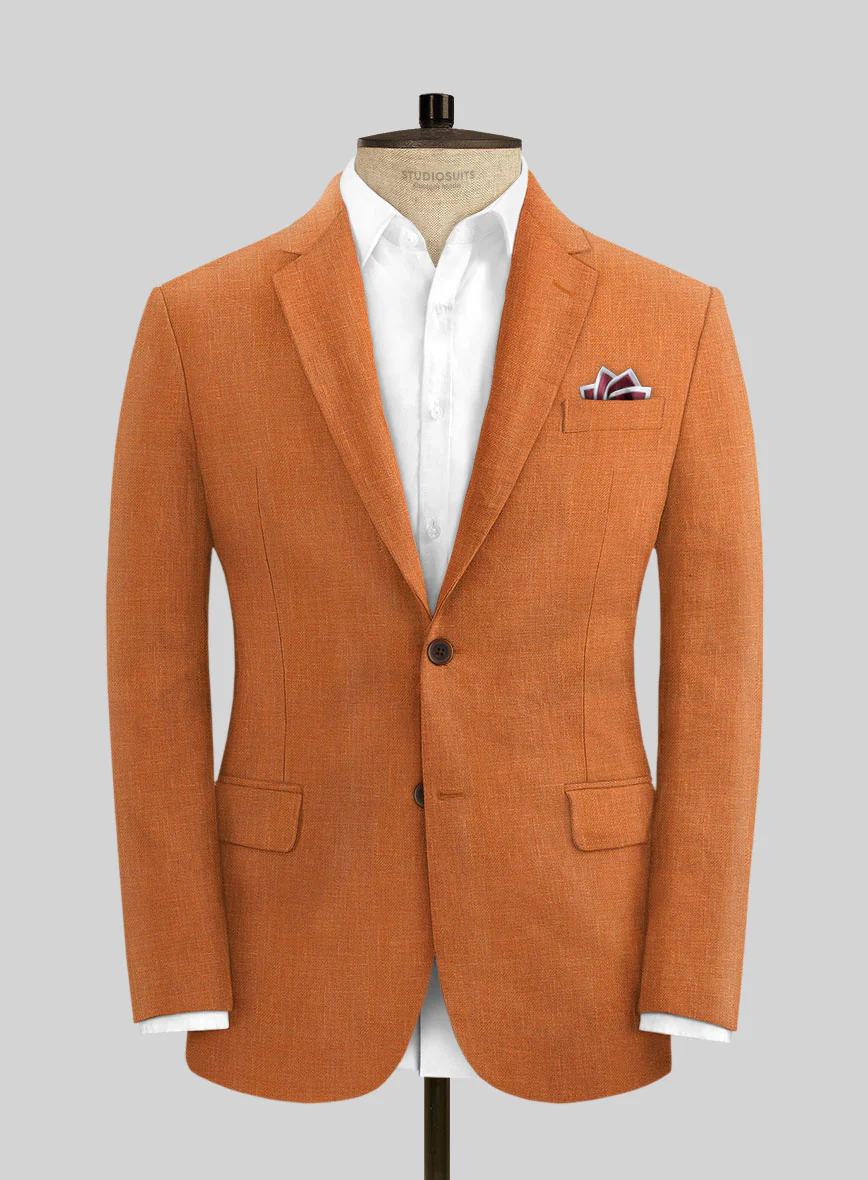 Italian Prato Orange Linen Jacket