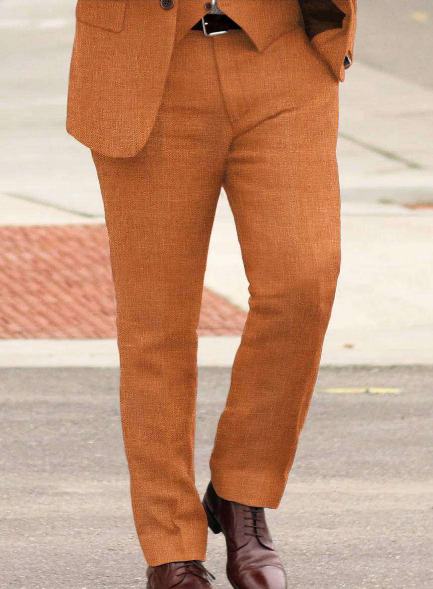 Italian Prato Orange Linen Pants
