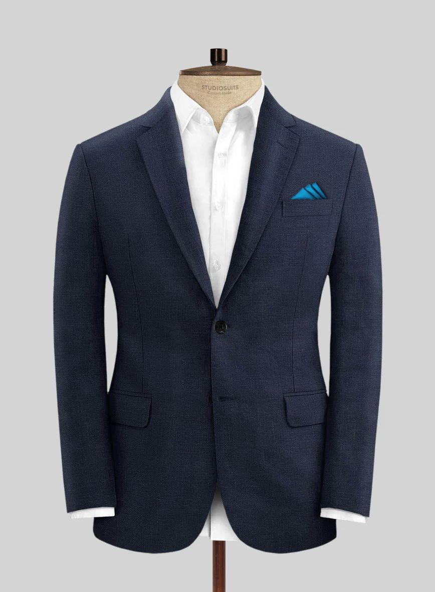 Italian Prato Oxford Blue Linen Jacket