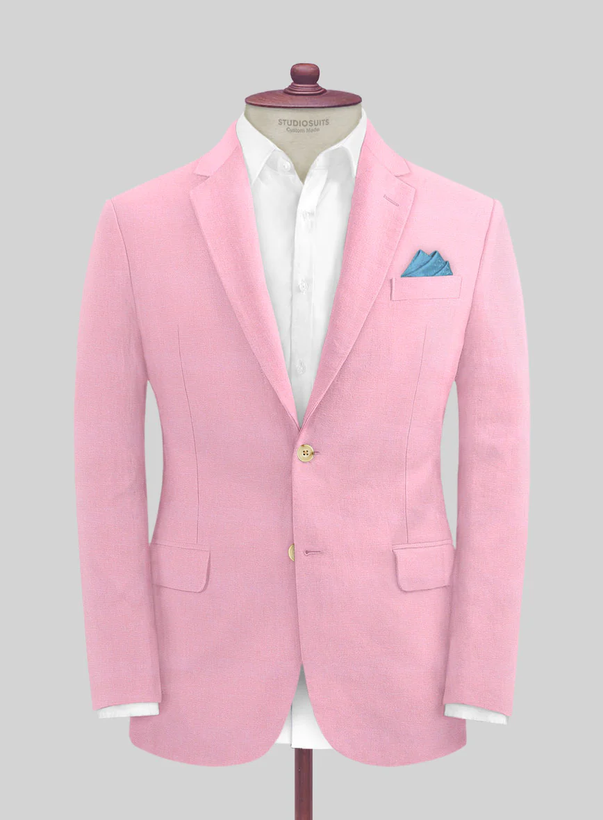 Italian Prato Pink Linen Suit - Image 3