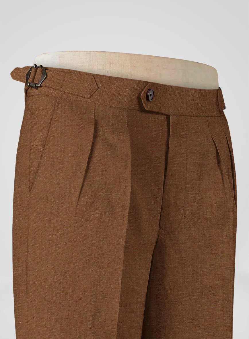 Italian Prato Rust Linen Highland Trousers - Image 5