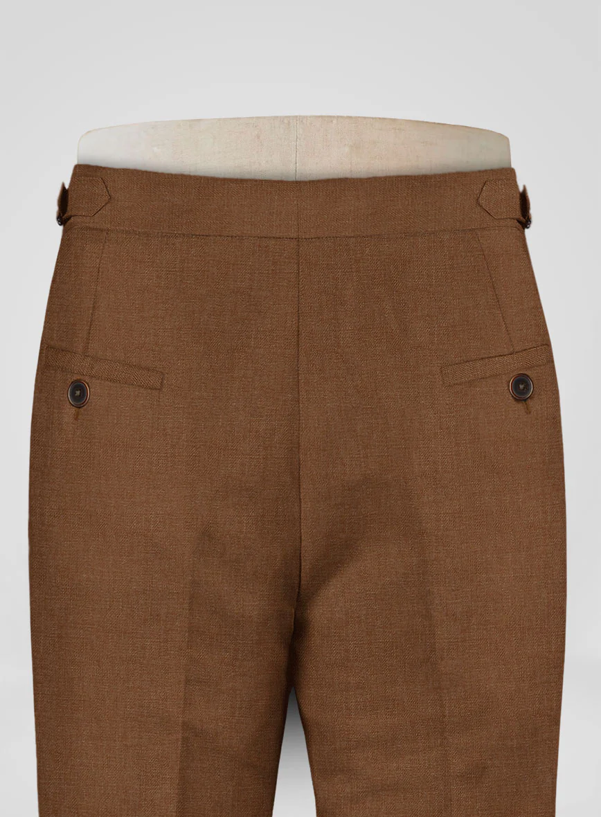 Italian Prato Rust Linen Highland Trousers - Image 6