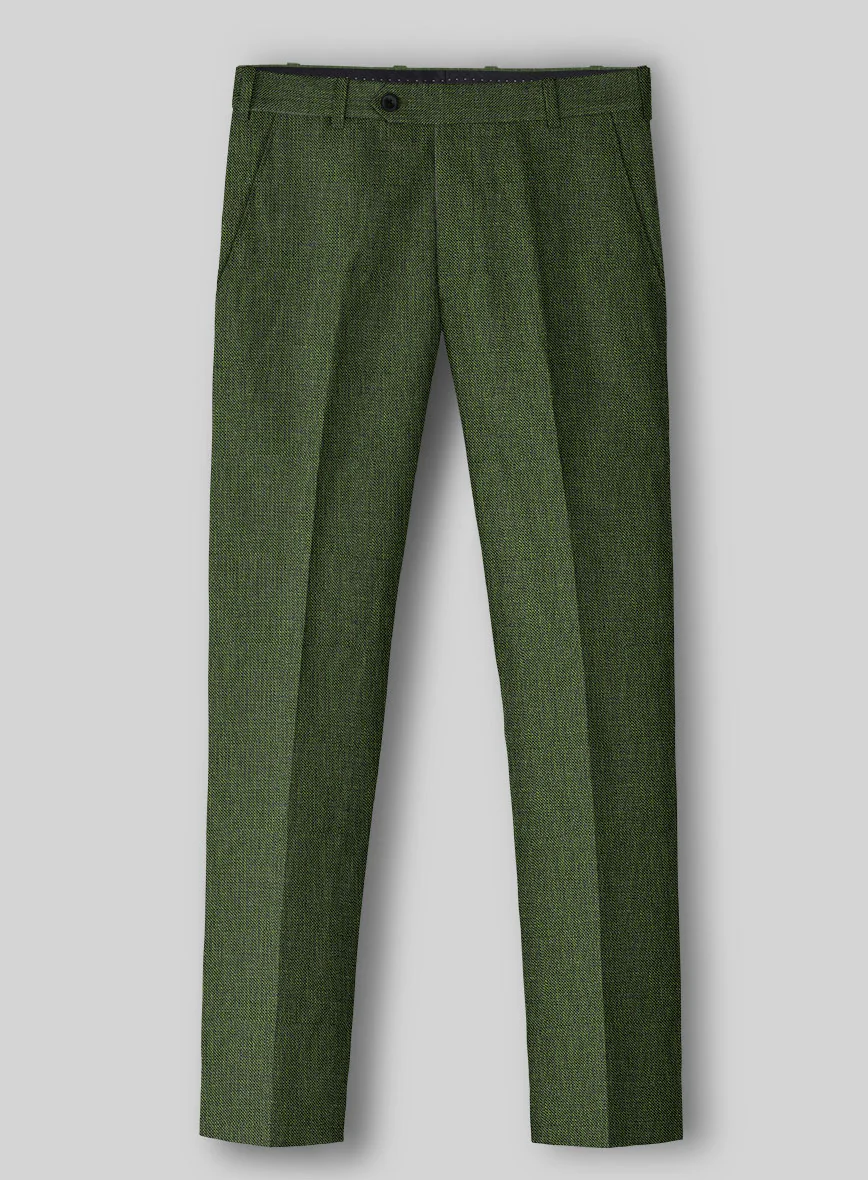 Italian Prato Sharkskin Green Linen Suit - Image 5