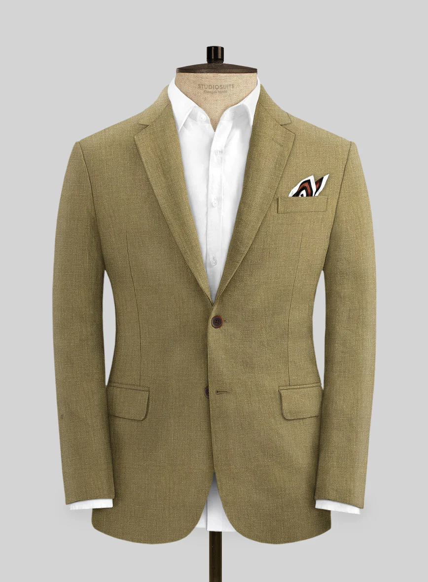 Italian Prato Tan Linen Suit - Image 3