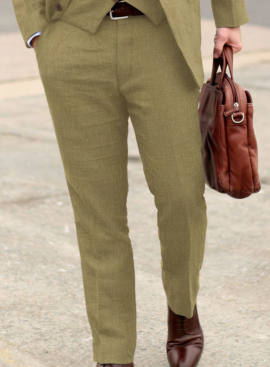 Italian Prato Tan Linen Suit - Image 4