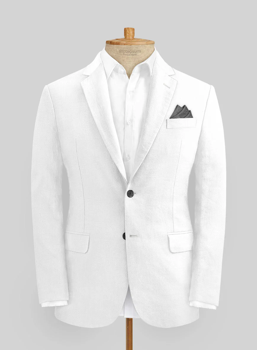 Italian Prato White Linen Suit - Image 3