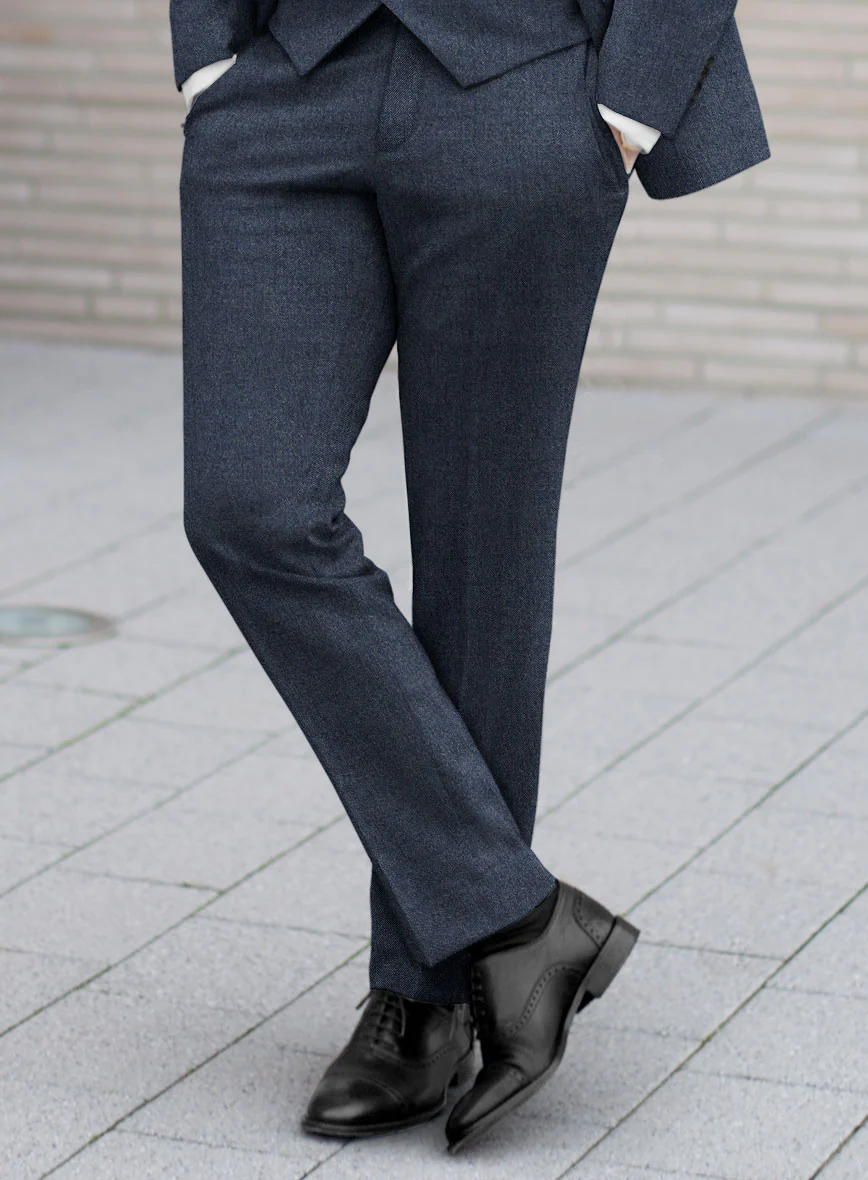 Italian Quelo Indigo Blue Twill Flannel Pants - Image 2