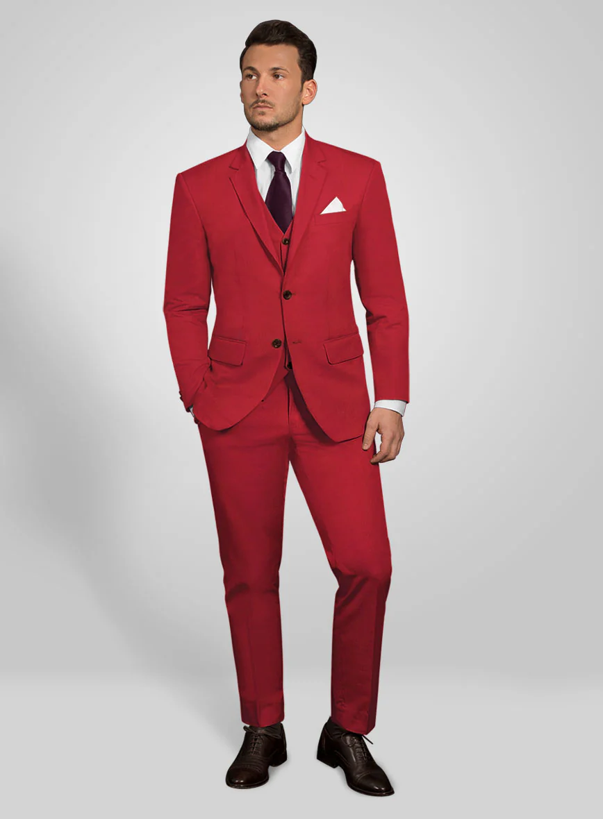 Italian Red Cotton Suit - Image 2