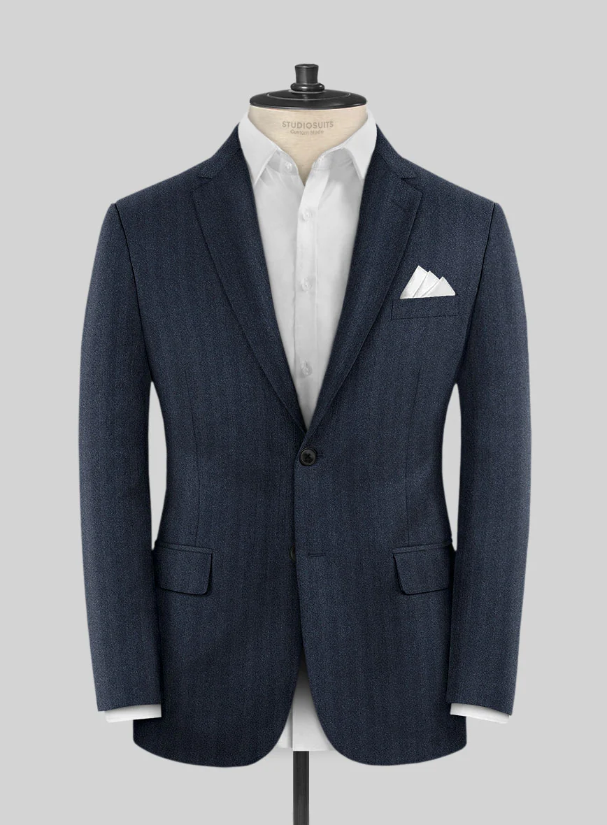 Italian Royal Blue Herringbone Flannel Jacket