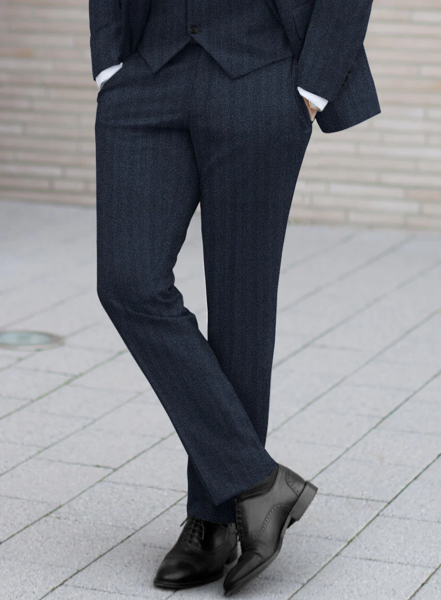 Italian Royal Blue Herringbone Flannel Suit - Image 5
