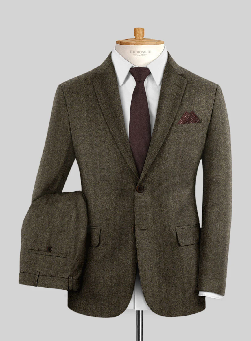 Italian Rust Herringbone Flannel Suit