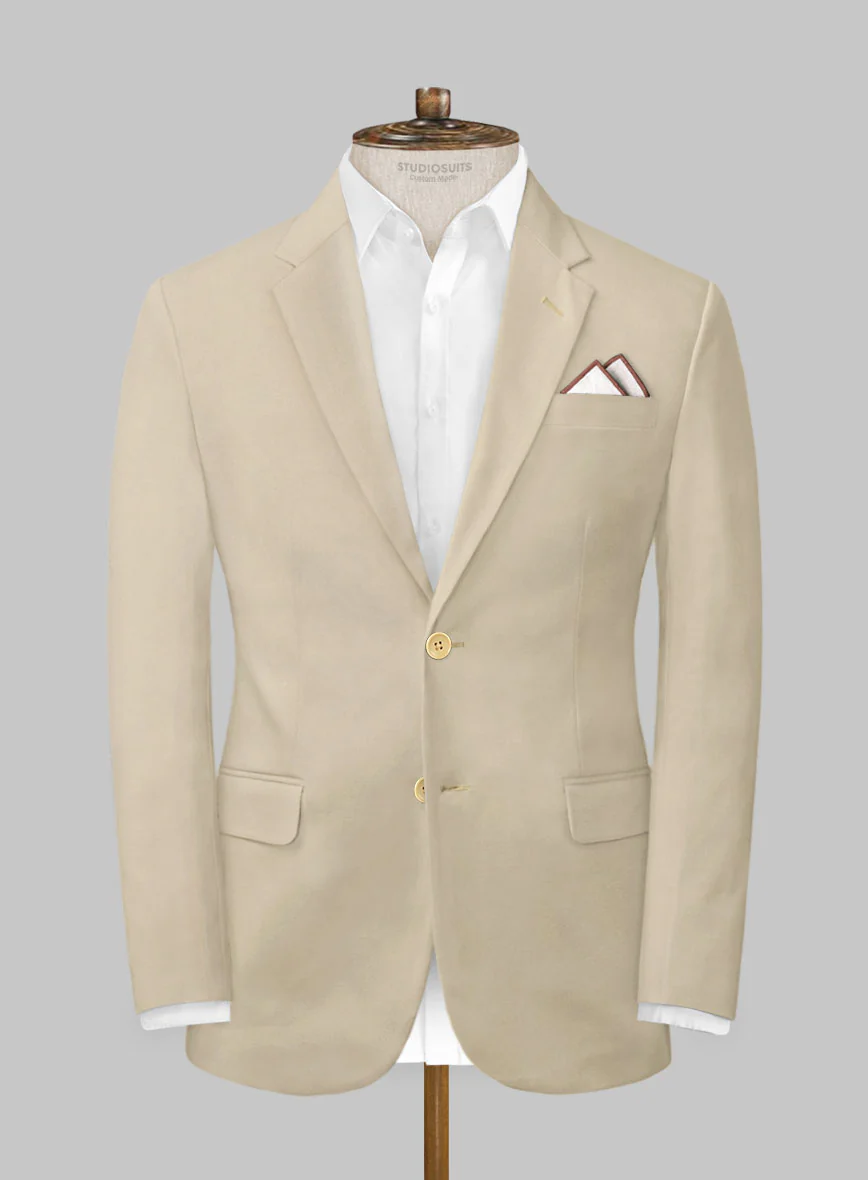 Italian Sand Beige Cotton Stretch Jacket