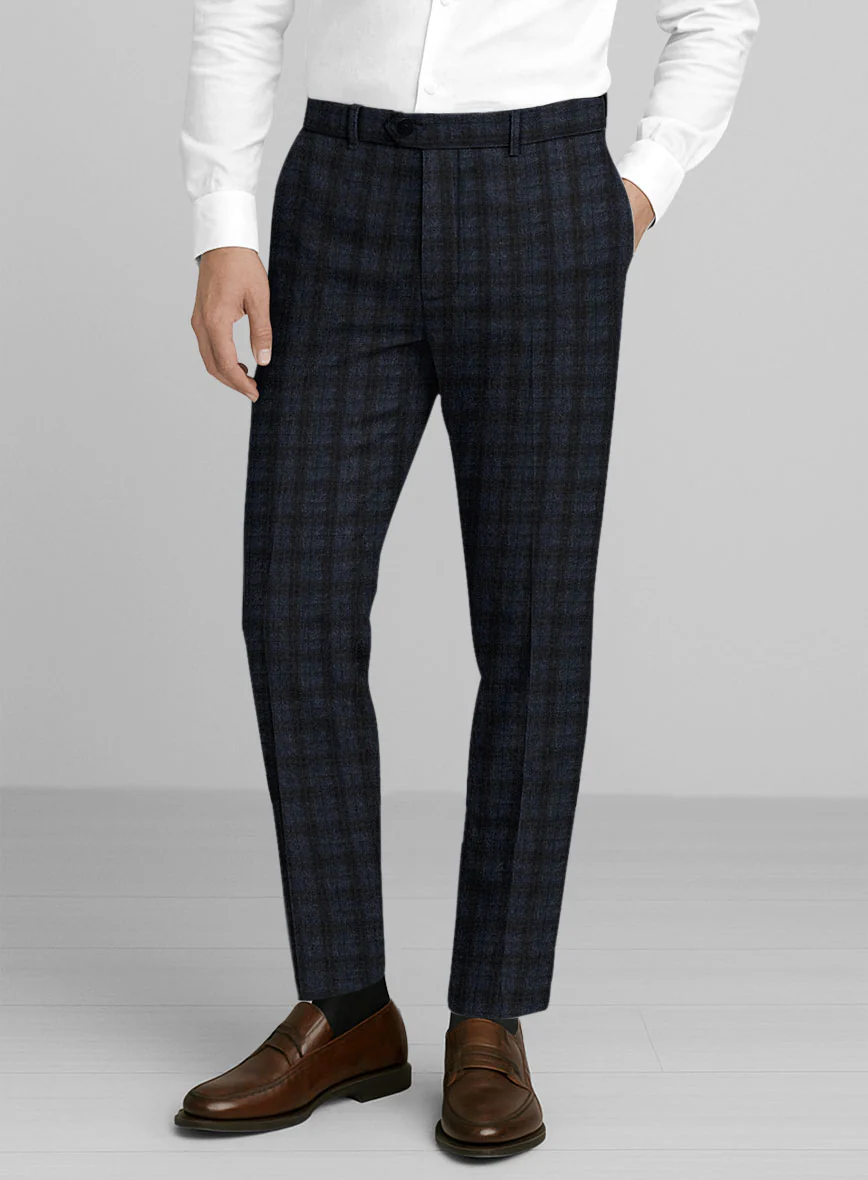 Italian Storm Navy Check Tweed Pants