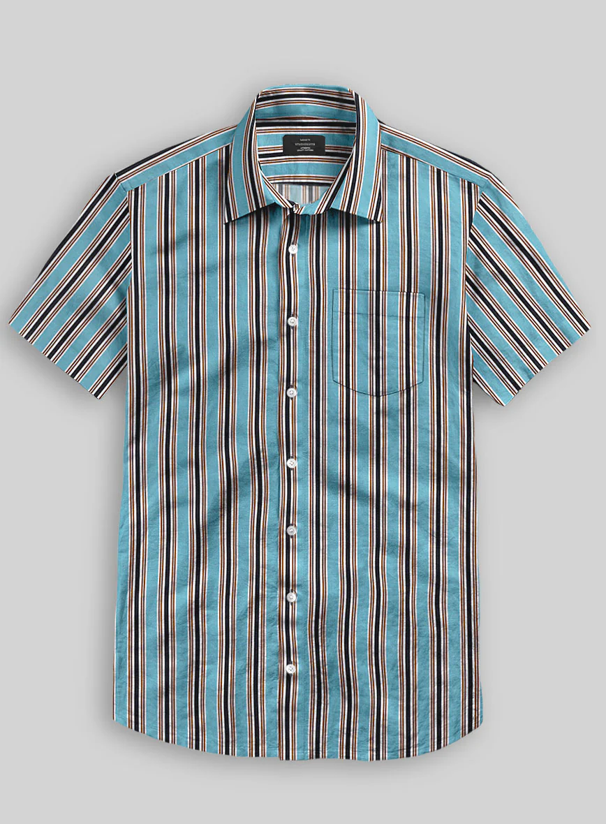 Italian Striped Blue Summer Linen Shirt