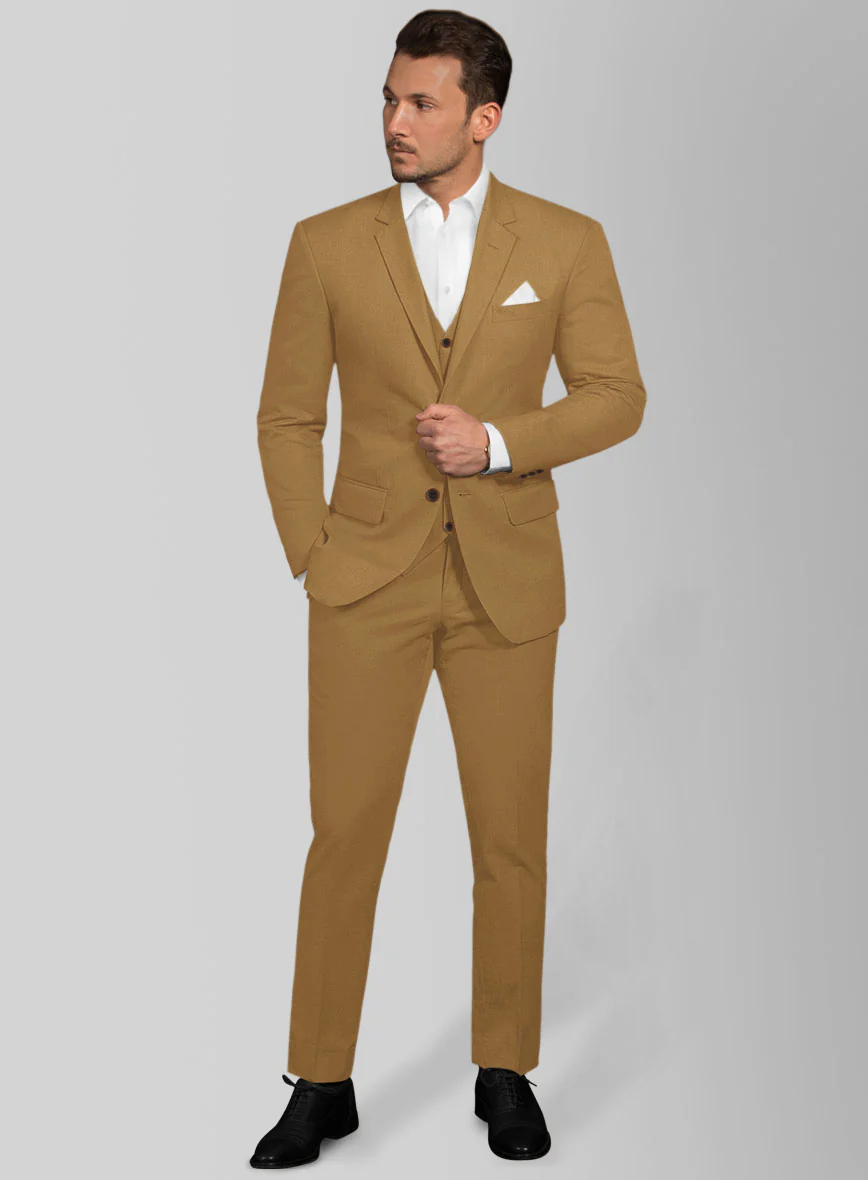 Italian Tan Cotton Stretch Suit - Image 2