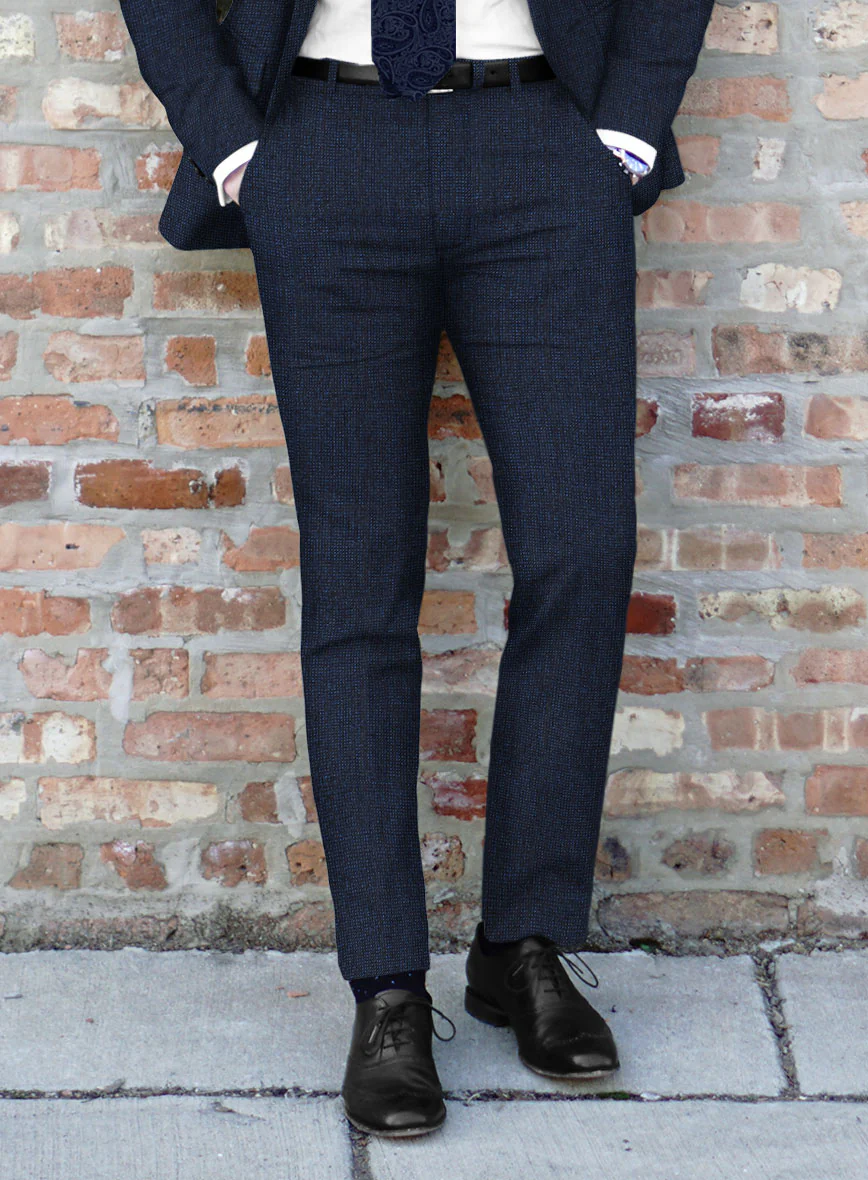Italian Tavi Dark Blue Nailhead Flannel Pants - Image 2