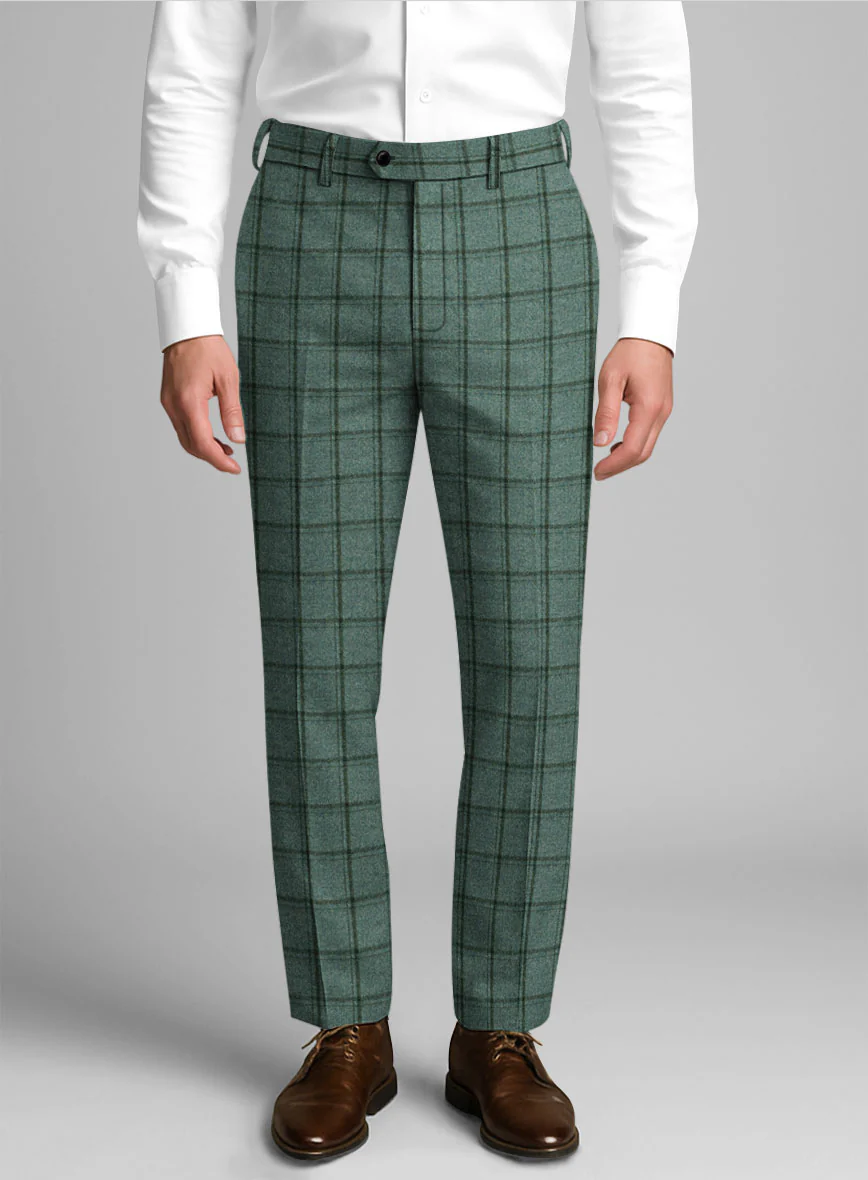 Italian Tealmoor Check Tweed Pants