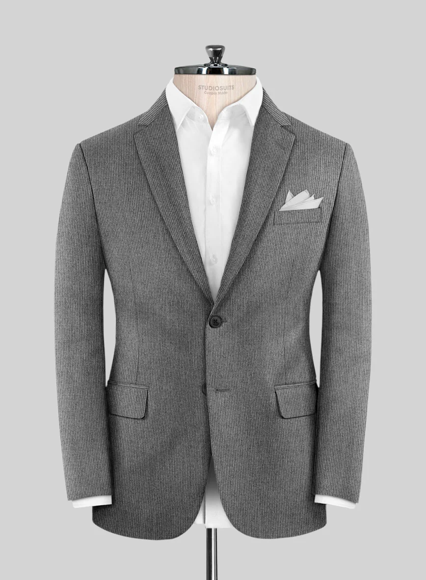 Italian Tiga Gray Mini Pinstripe Flannel Jacket
