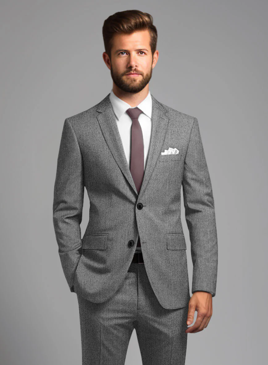 Italian Tiga Gray Mini Pinstripe Flannel Jacket - Image 2