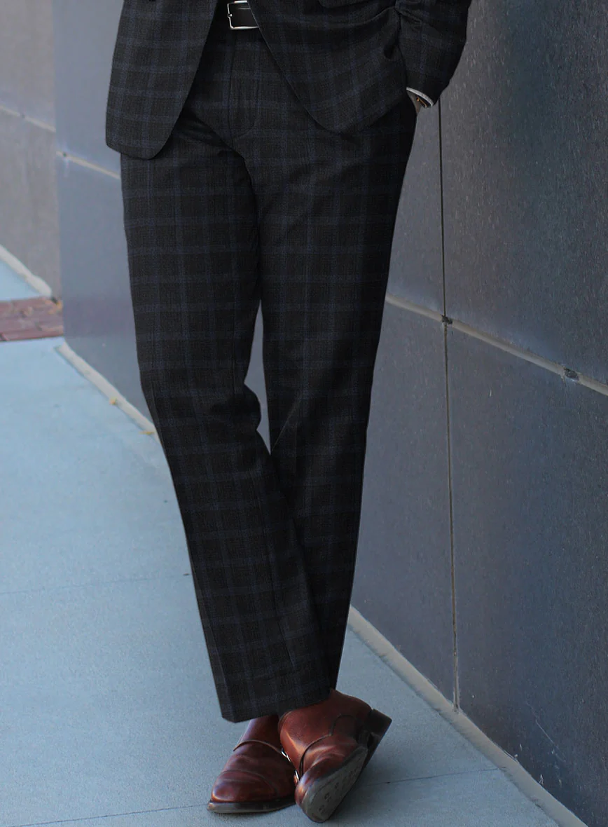 Italian Trek Dark Blue Checks Flannel Suit - Image 4