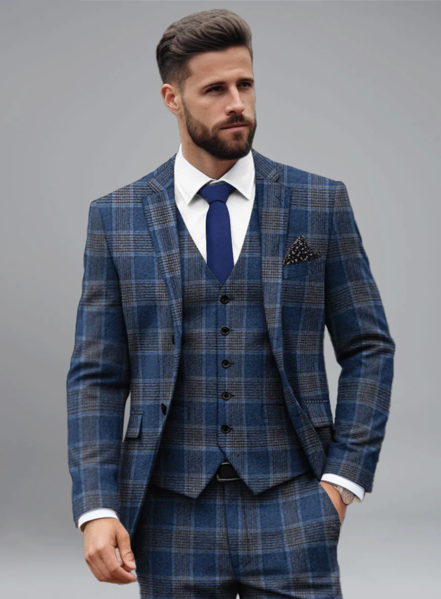 Italian Vincenzo Check Tweed Jacket - Image 3