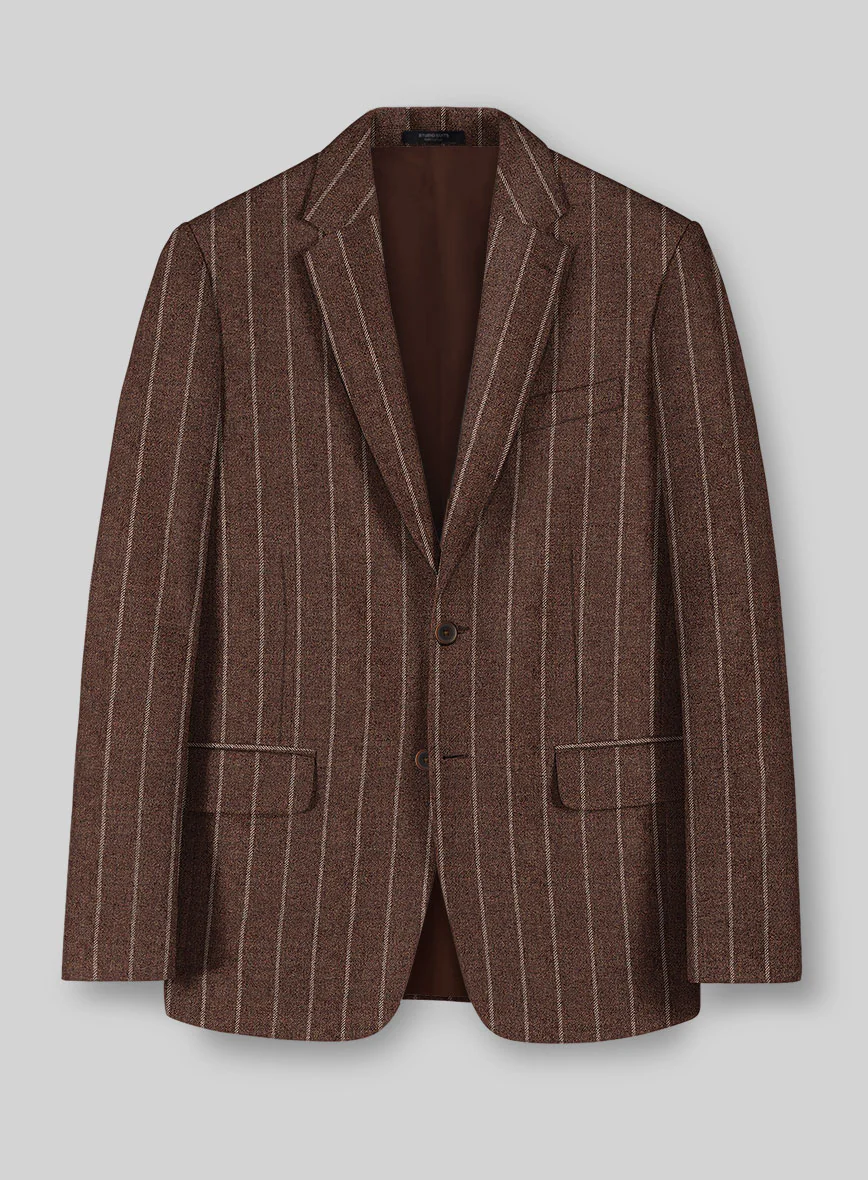 Italian Walnut Rope Stripe Tweed Jacket
