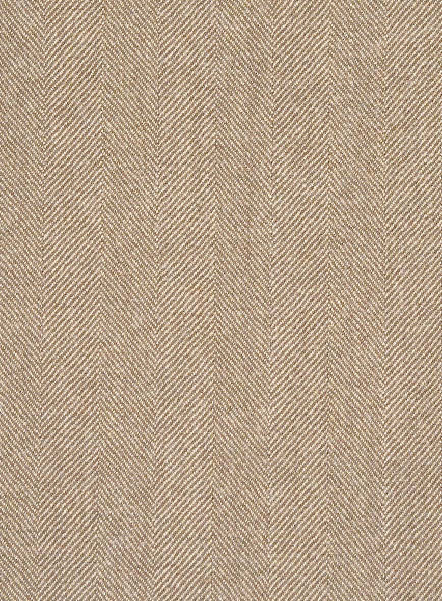 Italian Wide Herringbone Beige Tweed Pants - Image 3