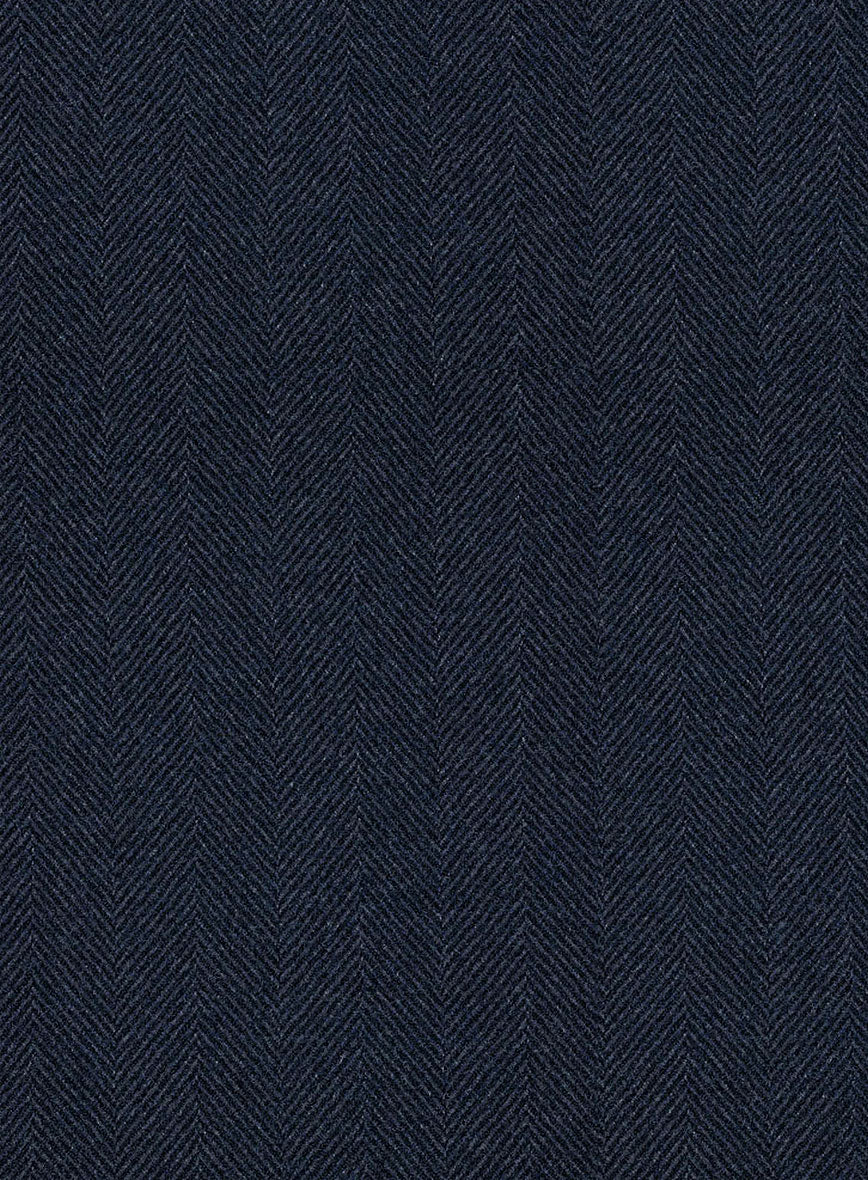 Italian Wide Herringbone Blue Tweed Jacket - Image 2