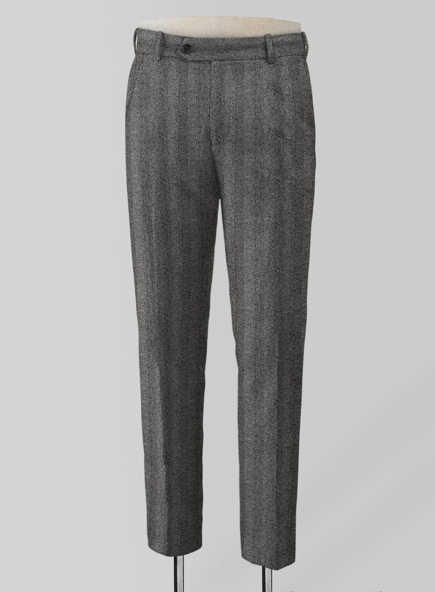 Italian Wide Herringbone Gray Tweed Suit - Image 4