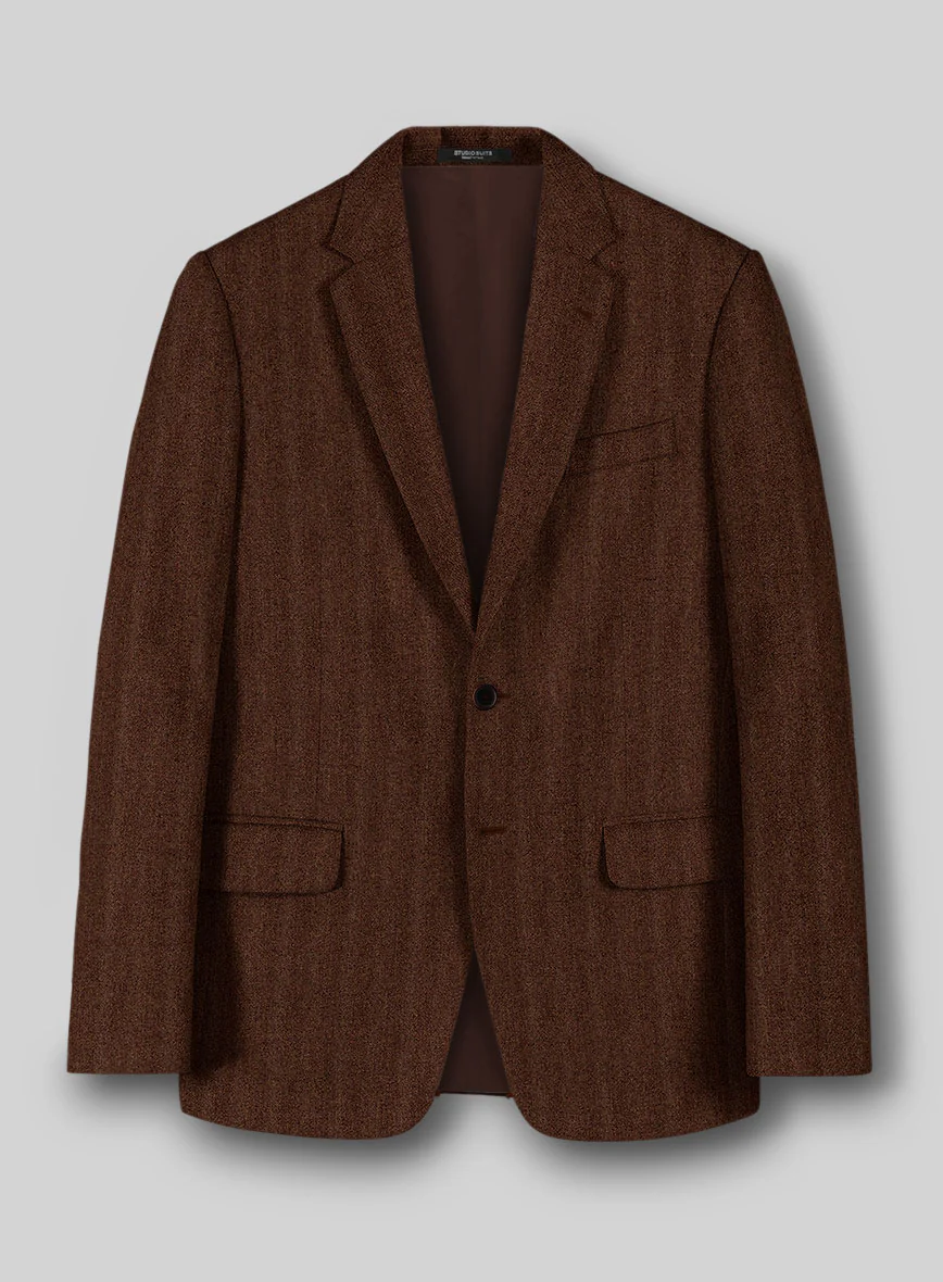 Italian Wide Herringbone Rust Tweed Jacket