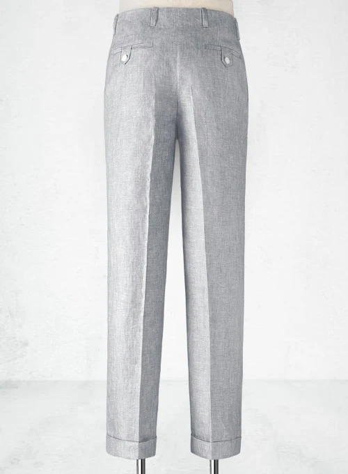 Italian Zod Light Gray Vintage Manny Linen Trousers - Image 3
