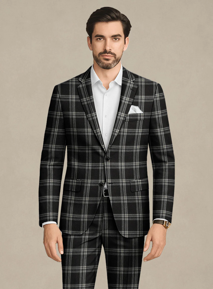 Italiano Murano Oseja Black Wool Linen Silk Suit - Image 3